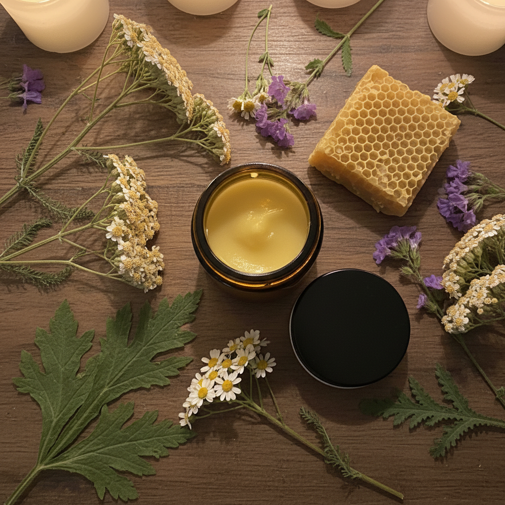 Foraged Herbal Salve – Flat Lay